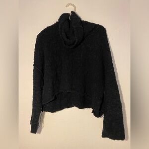 Free People Womens SZ XS Black Pull Over Cowl Neck Cardigan Solid Sweater
